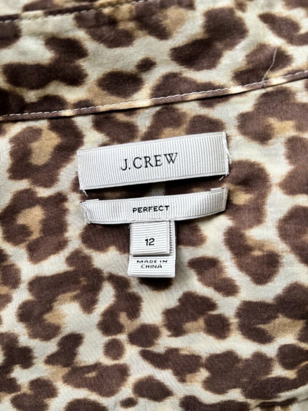 J.CREW LEOPARD PERFECT SHIRT, WOMENS SIZE 12 EXCELLENT CONDITION - Picture 3 of 6